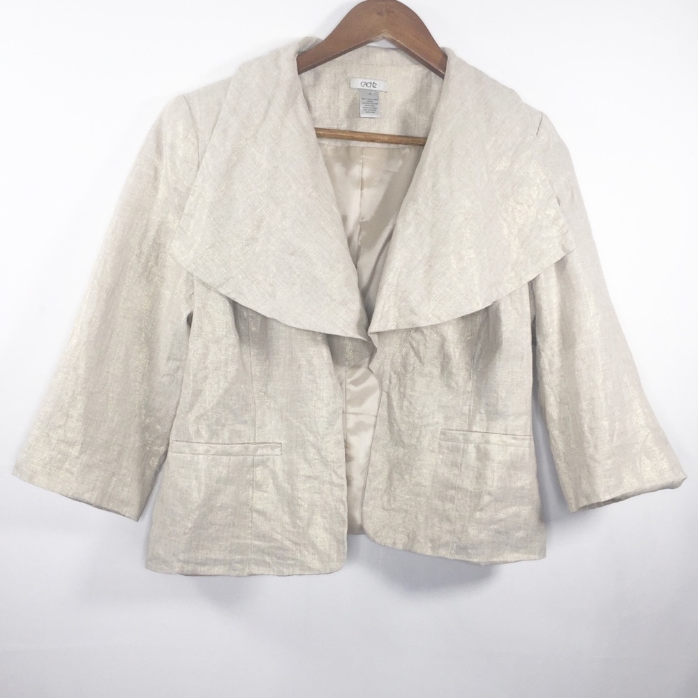 Cache Light Beige Shimmery Open-Front Blazer